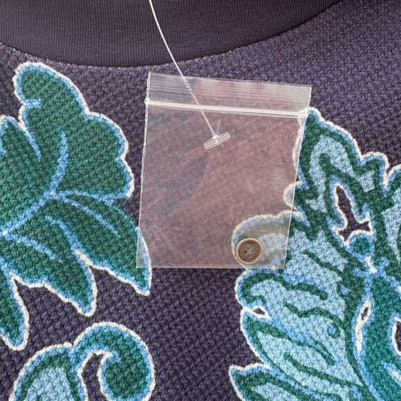 Sundance Kelly Gretchen Thermal Shirt Sz XXL Navy Blue Paisley Boho Western - Picture 7 of 8